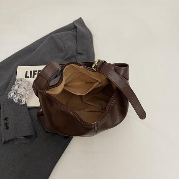 Hobo bag for Women,PU Leather Shoulder bag Slouchy Tote Bags Designer Handbag Bo - Picture 5 of 7